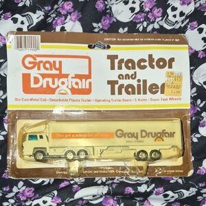 1970 Gray Drugfair Tractor and Trailer Toy - Yellow